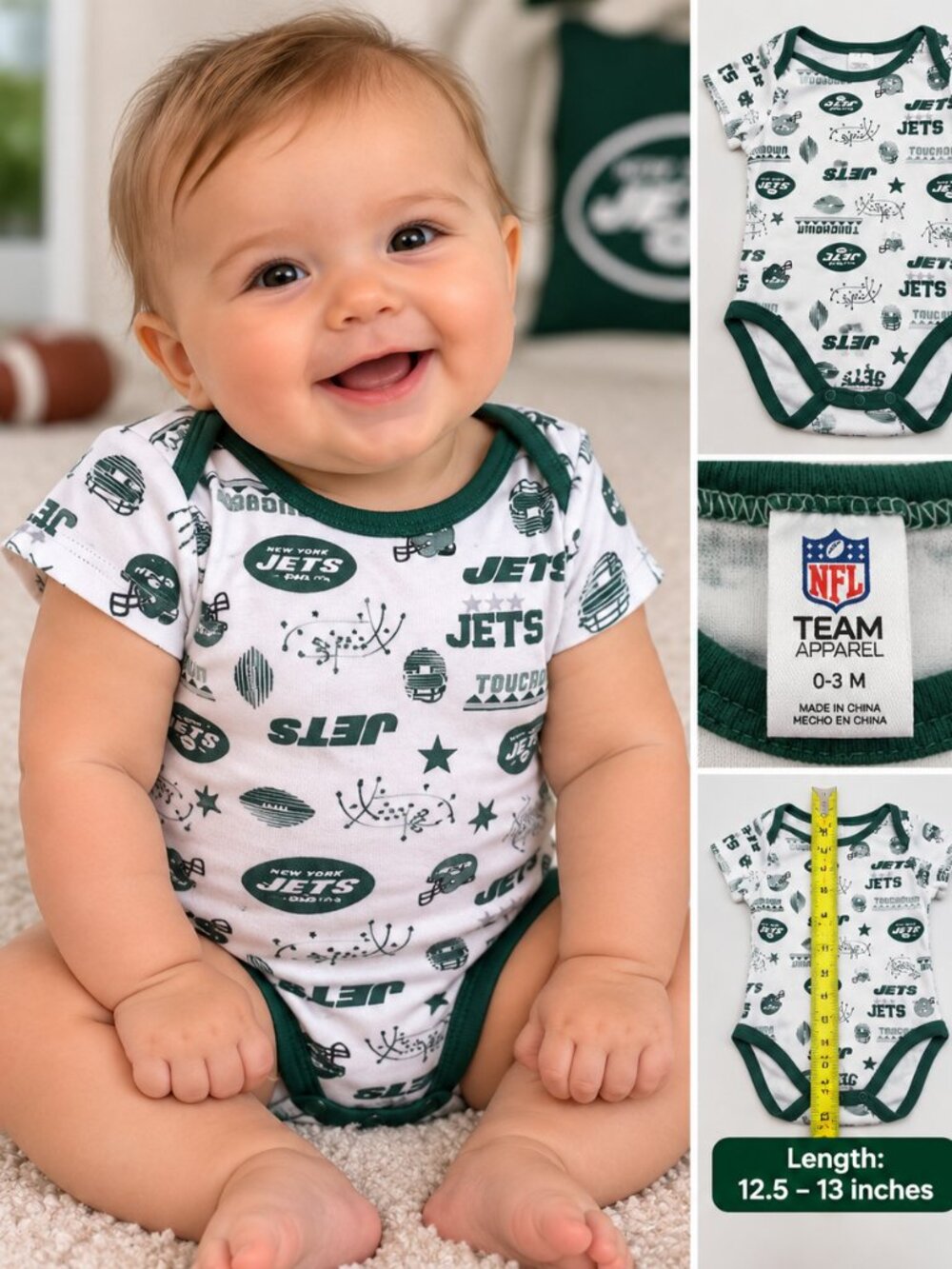 New York Jets NFL Baby Bodysuit 0–3M – Official Team Apparel